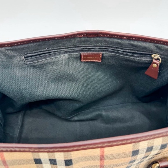 Burberry Bag Haymarket Nova Check Buckle Satchel Brown Leather Plaid - Picture 5 of 14